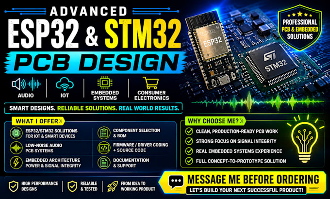 design advanced esp32 stm32 pcb for audio embedded iot and consumer electronics