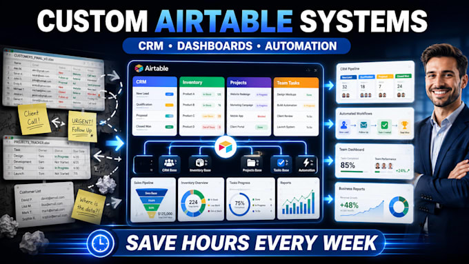 build airtable CRM database dashboard and business systems, softr expert