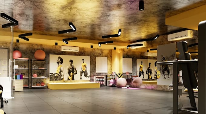 visual commercial facility,workout zoning layout,locker room,indoor sport render