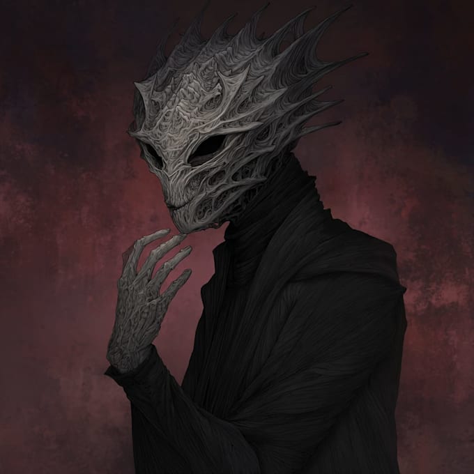make a gothic punk dark fantasy character illustration
