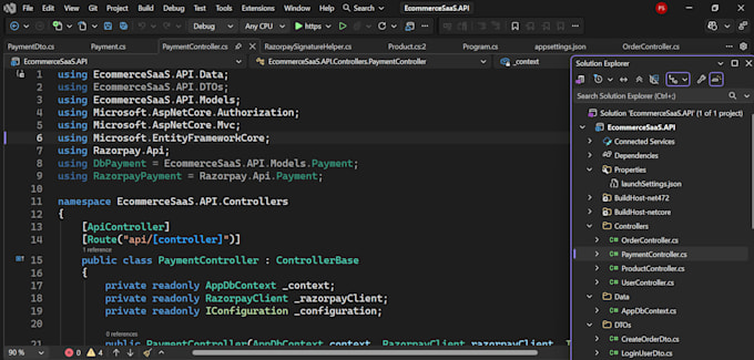 build asp net core backend API and admin panel