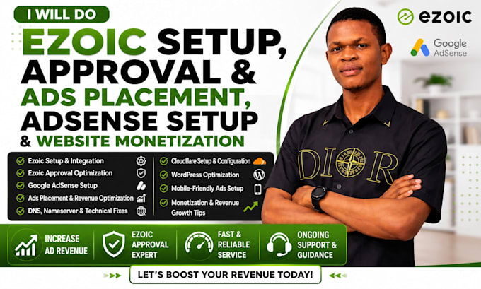 do ezoic setup, approval ads placement, adsense setup and website monetization
