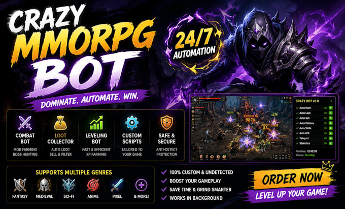 develop advanced game automation and anti cheat systems for mmos