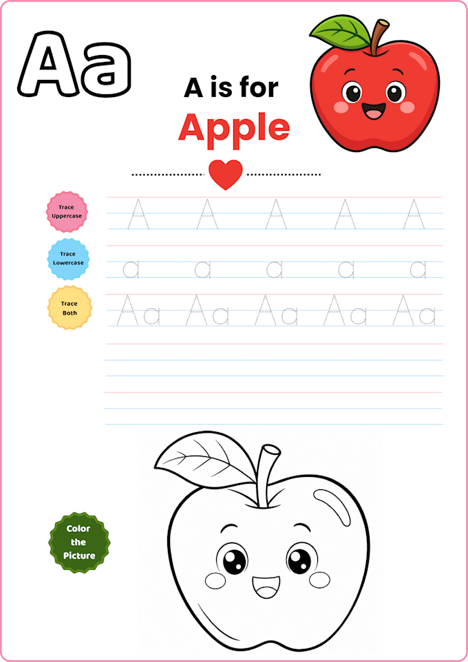 design kids tracing worksheets printable PDF for preschool