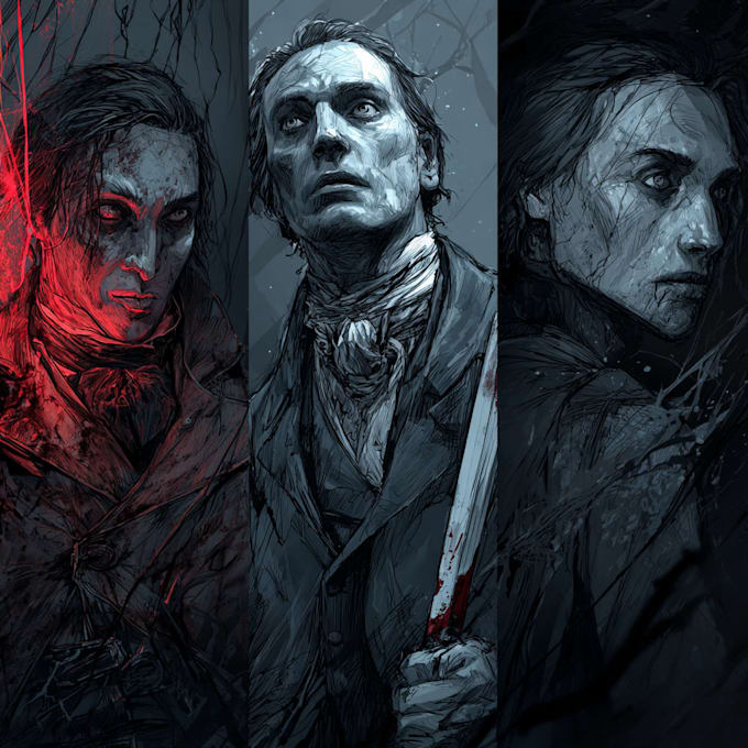 illustrate handmade horror monsters and characters