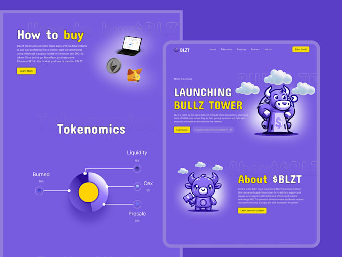 crypto meme token website, memecoin website or landing page, presale website