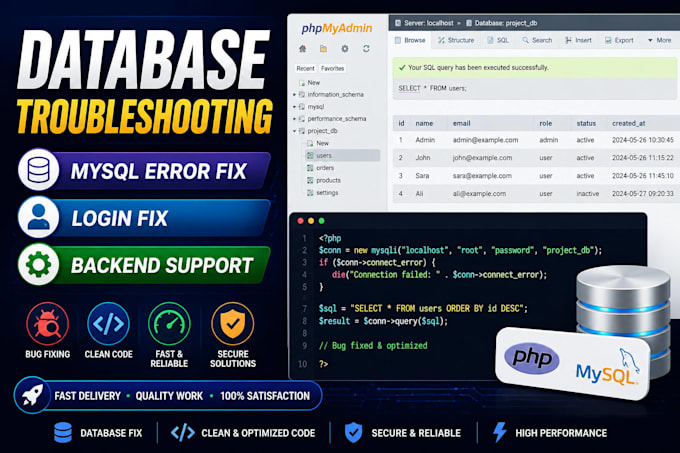 fix PHP and mysql bugs professionally