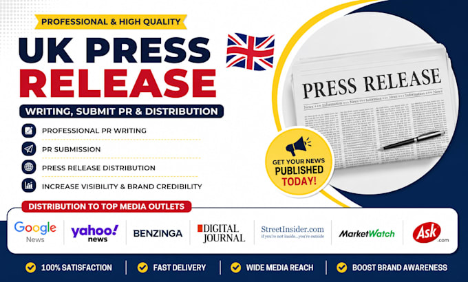 write a professional UK press release and PR distribution