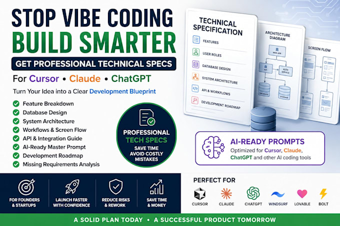 create technical specs and ai prompts for cursor, chatgpt and claude apps