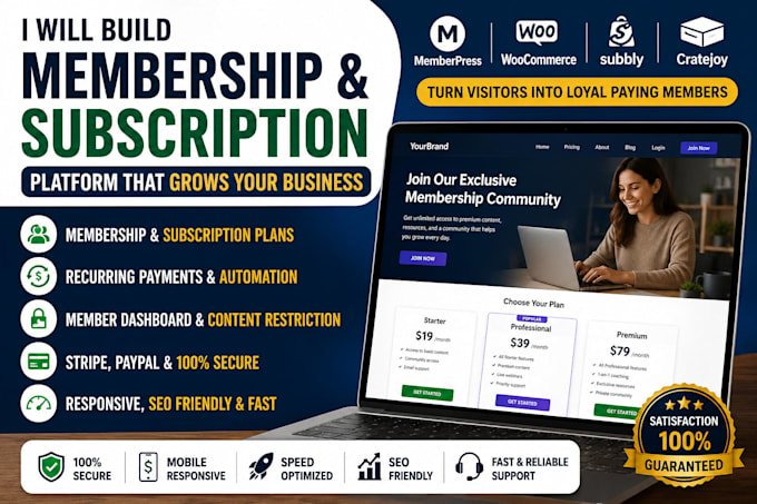 build subscription website membership website with memberpress
