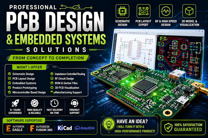 do pcb design and enclosure using eagle fusion360 easyeda