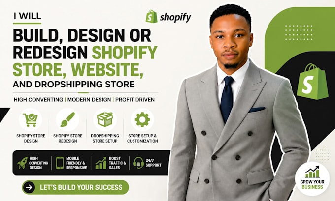 build, design or redesign shopify store, shopify website, and dropshipping store