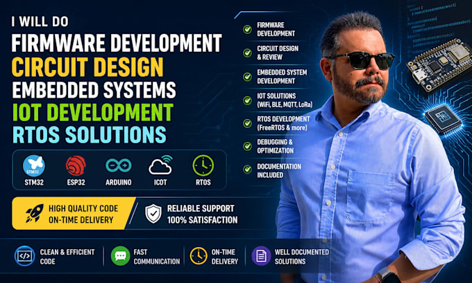 do firmware development, circuit design, embedded system, iot development, rtos