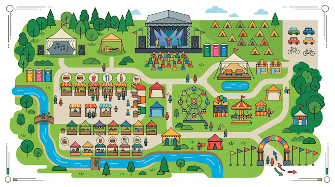 Design 3d vector map, event map, festival map, venue map, exhibition ...