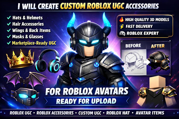 create professional roblox accessories for ugc and avatar