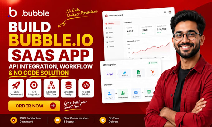 build bubble io saas app API integration workflow and no code solution