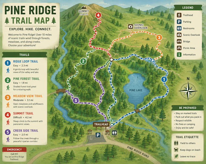 do vector maps, festival maps, event maps, rv park maps, property map, trail map