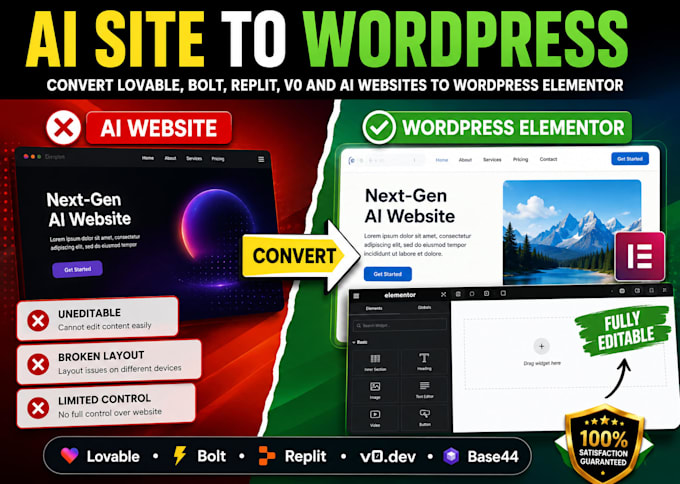 convert ai website to wordpress elementor