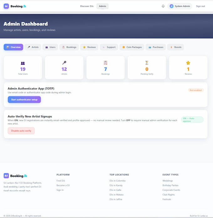 build a professional dj booking and event management platform