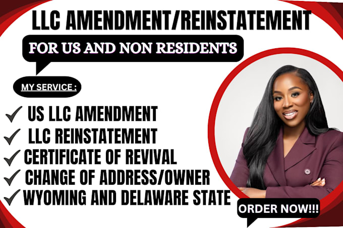 do llc amendment, llc reinstatement, address change, dissolution and close ein