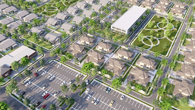 render proposed masterplan drawing, housing community design, proposal site plan