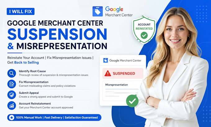 google merchant center suspension and misrepresentation