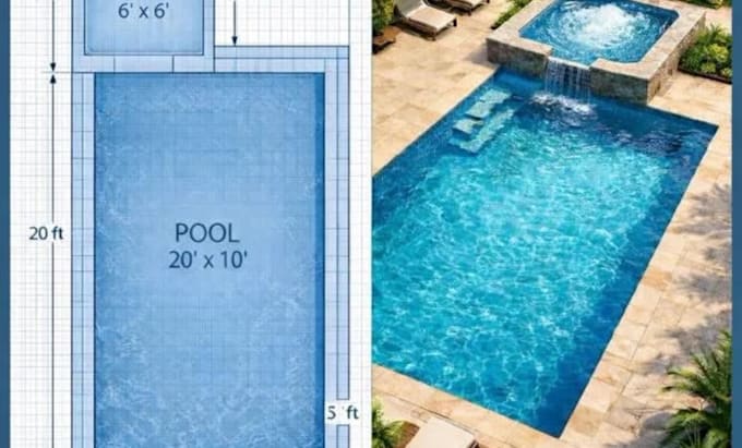 draw swimming pool plan for city permit and construction set