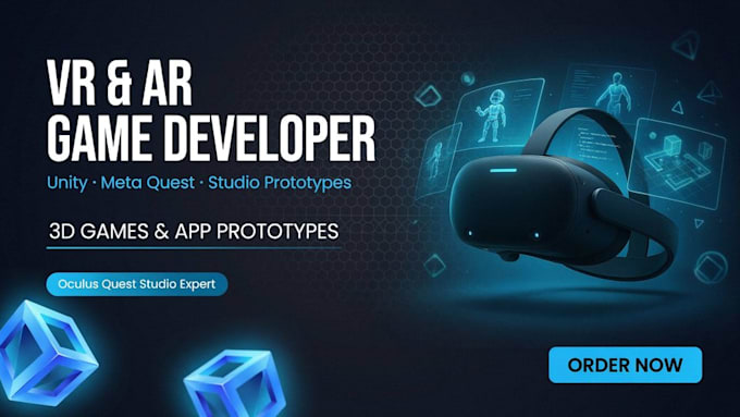 develop 3d unity VR ar games and app prototypes in oculus meta quest studio