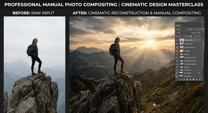 do realistic compositing and cinematic photo design