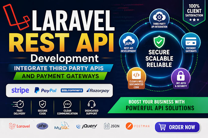 develop laravel rest API integrate third party apis and payment gateways