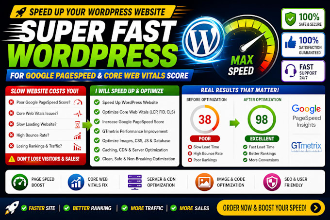 speed up wordpress website for google pagespeed and core web vitals score