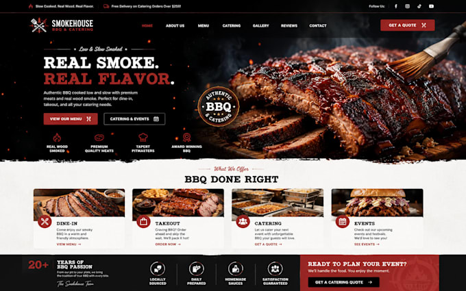 design BBQ restaurant catering food website