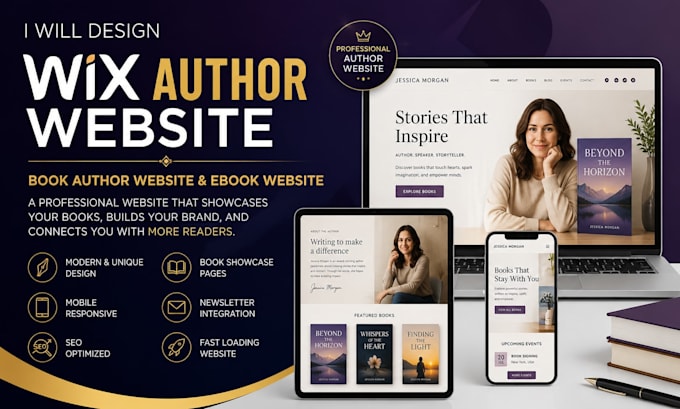 design wix author website, book author website and ebook website