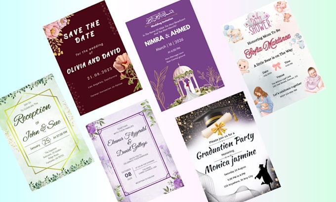 design custom wedding, birthday and party invitations