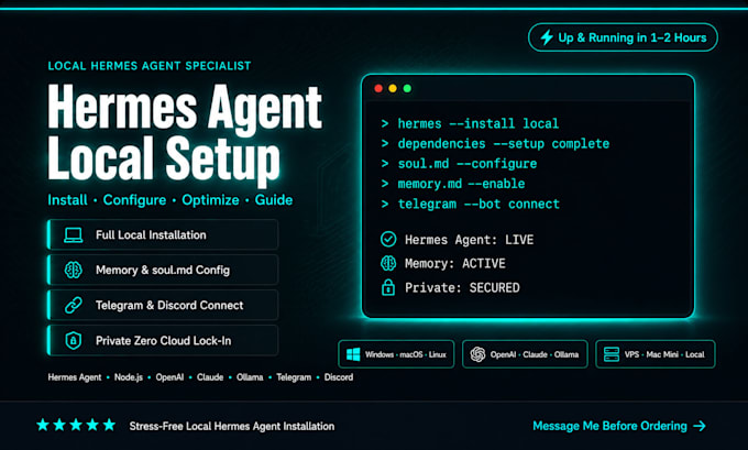 locally install setup fix  configure hermes agent ai, openclaw your machine, vps