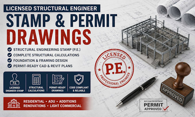 structural calculation, california licensed structural engineer ca stamp, permit