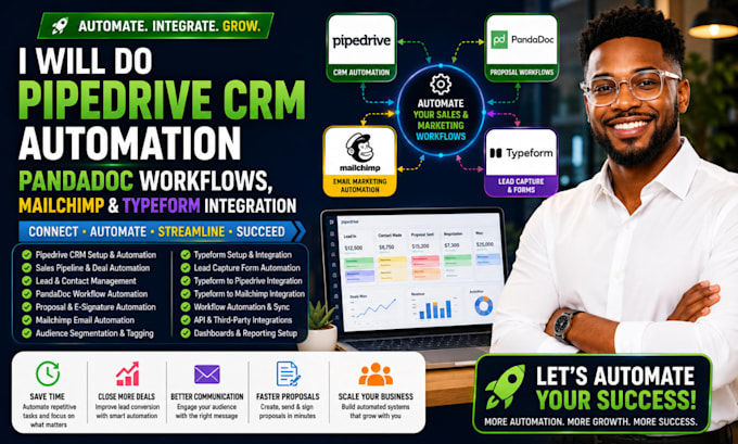 do pipedrive CRM automation pandadoc workflows mailchimp typeform integration