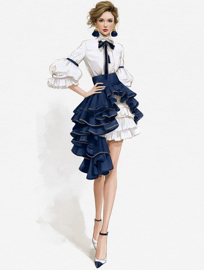 Draw a fashion illustration or sketch by Conieoveless | Fiverr