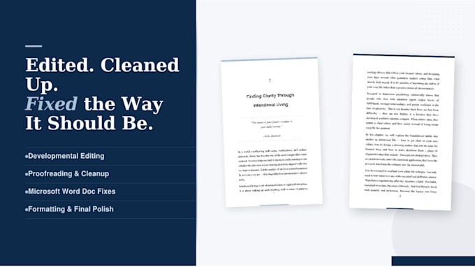 do developmental editing, proofreading, cleanup, fix microsoft word document