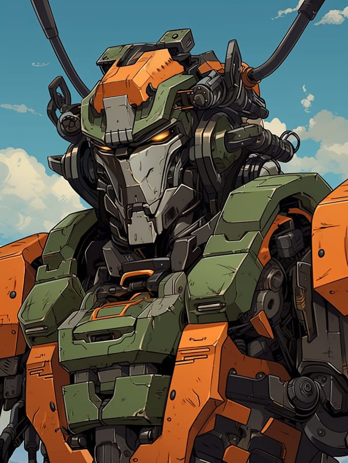 amazing character mecha robot illustration