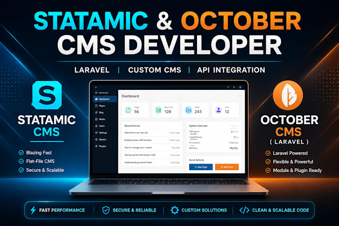 develop statamic october cms custom cms website expert