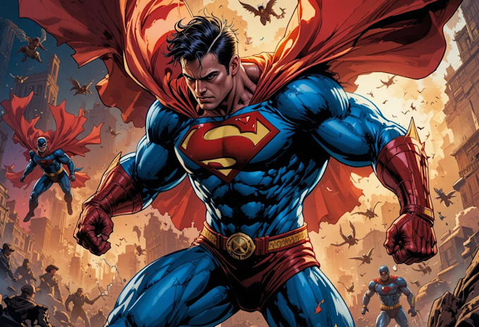 create epic superhero comic art illustration