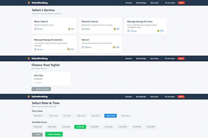 build a custom salon booking system with admin dashboard