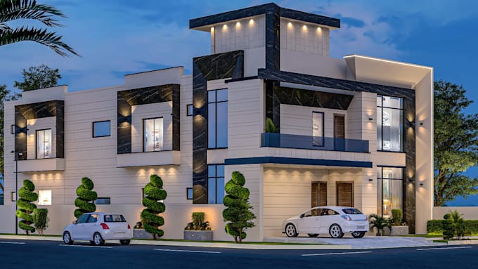 do realistic 3d exterior house rendering and architectural visualization