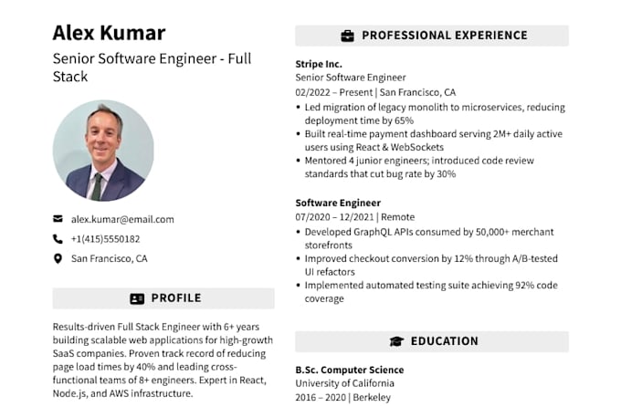 write professional ats friendly CV and resume
