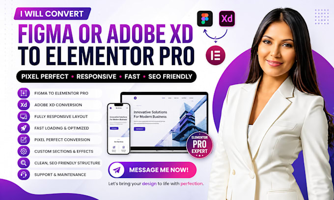 figma to wordpress development convert adobe xd or figma to elementor pro page