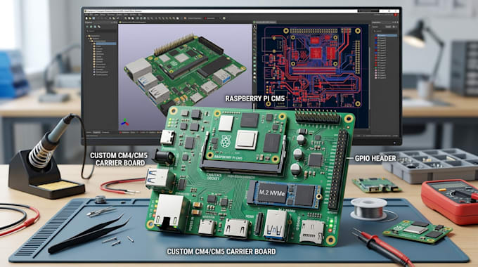 design pcb for raspberry pi compute module cm4 cm5, carrier board, cm5 io board