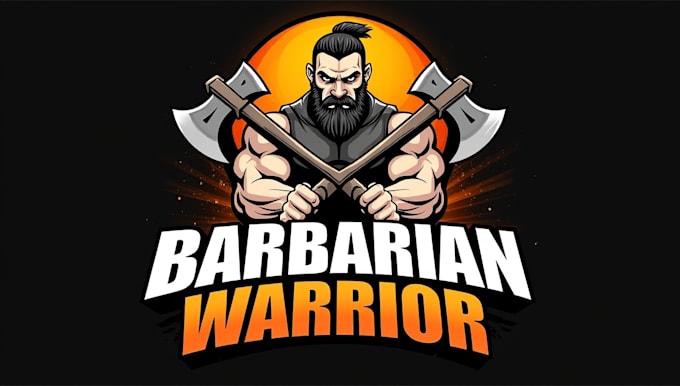 design outstanding barbarian warrior mascot logo for you