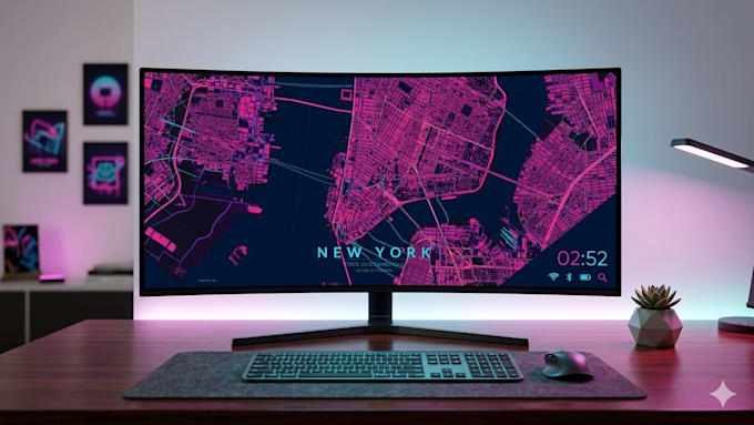 create a custom neon city map art print for any city