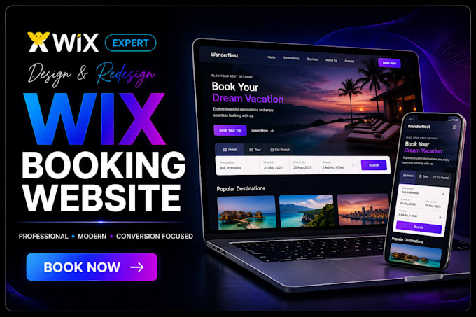 design wix booking website, wix appointment website and wix website redesign